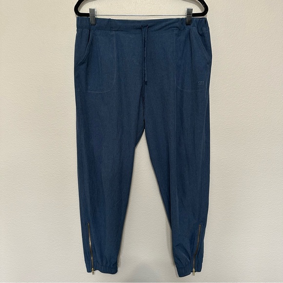 Albion fit womens chambray blue jetsetter joggers size Large active wear pull on - Picture 1 of 3